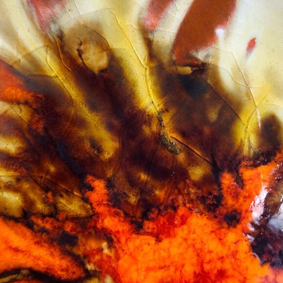 Vintage Treasure Craft 376 Leaf Chip & Dip Tray Orange Brown Glaze 1970s Decor - Picture 5 of 11